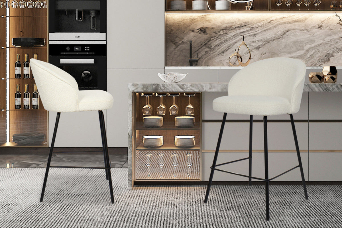 Chaise de comptoir June – Blanc – vue 2