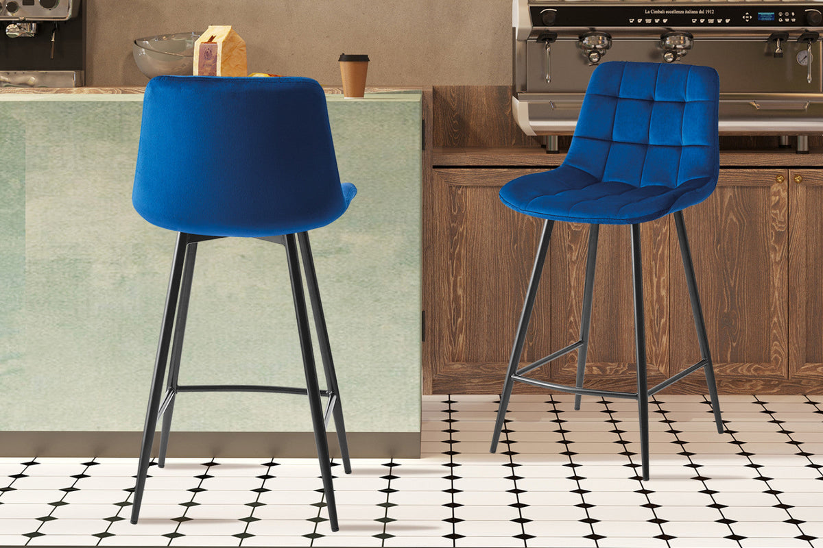 Chaise de comptoir Juta – Bleu – vue 2