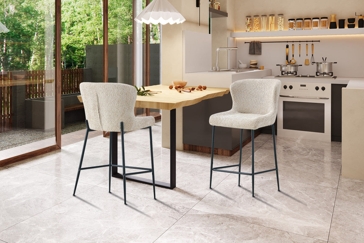 Chaise de comptoir Lisa – Beige – vue 4