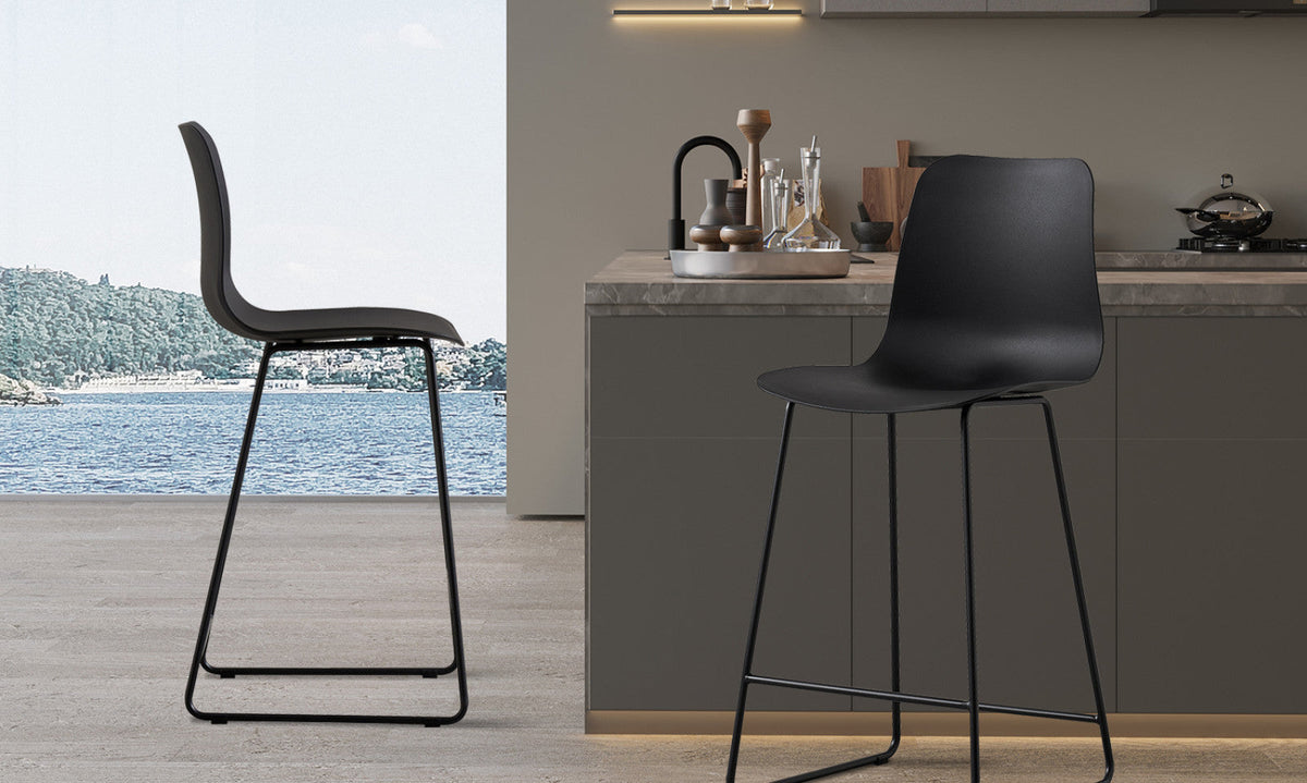 Chaise de comptoir Marie – Noir – vue 2