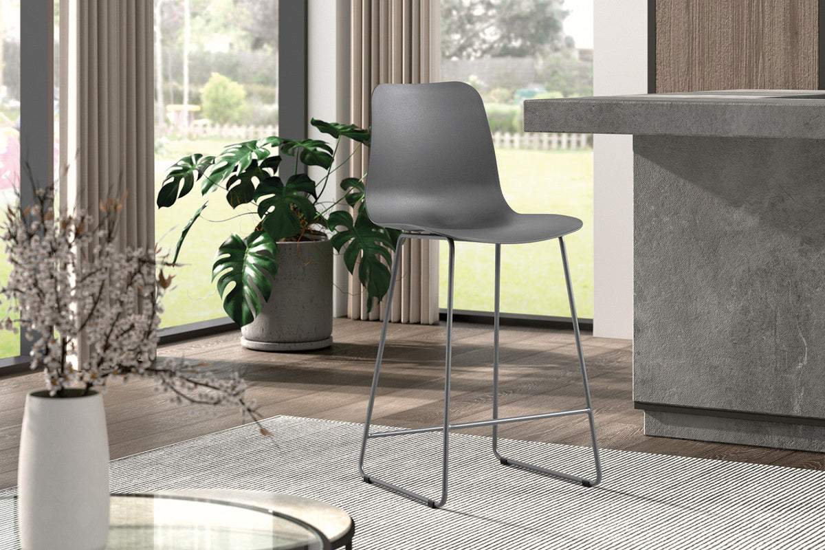 Chaise de comptoir Marie – Gris – vue 3