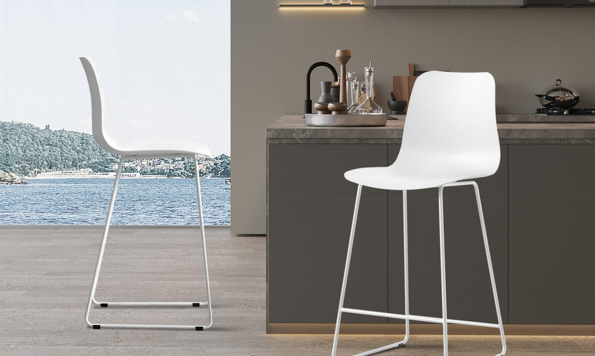 Chaise de comptoir Marie – Blanc – vue 2