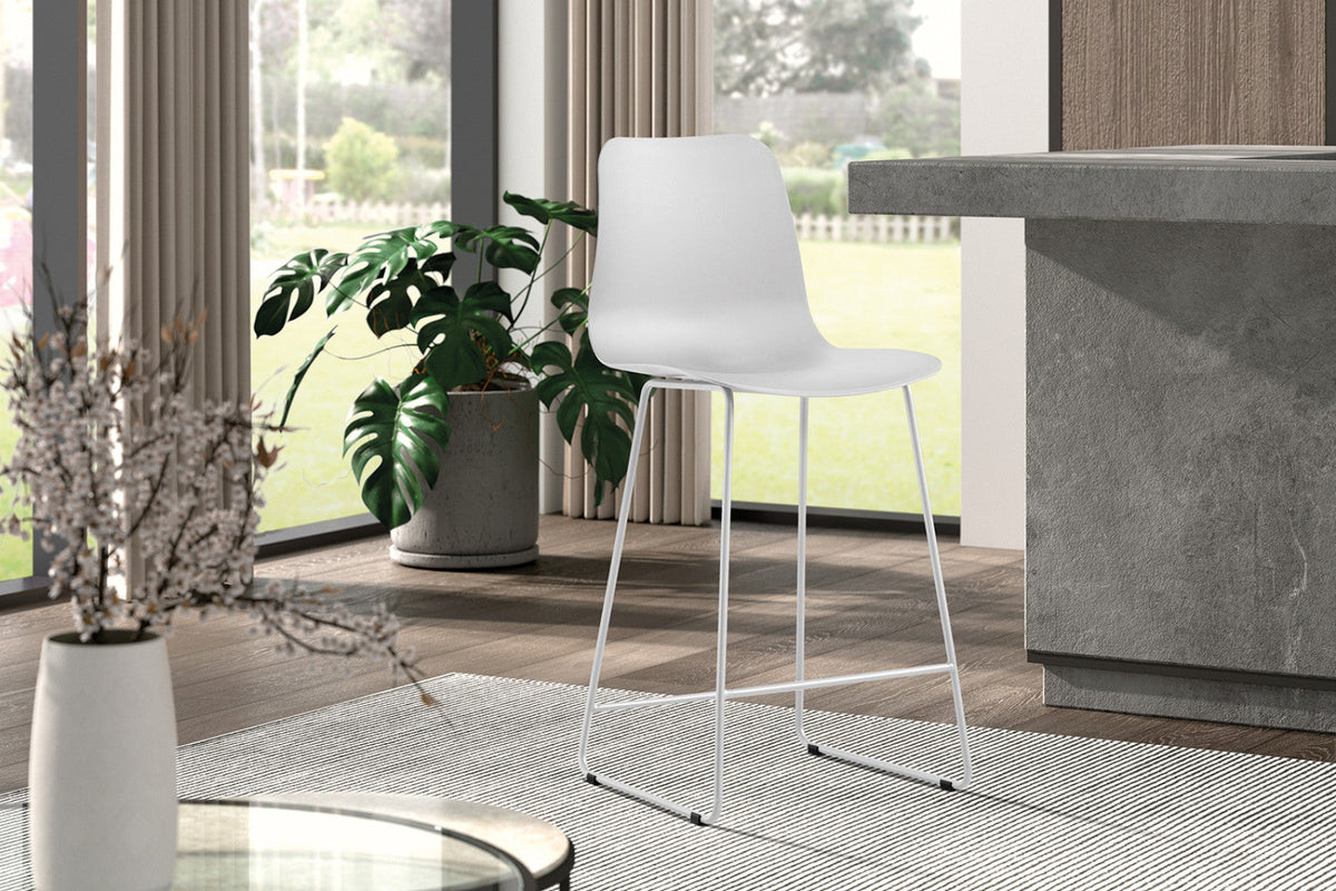 Chaise de comptoir Marie – Blanc – vue 3