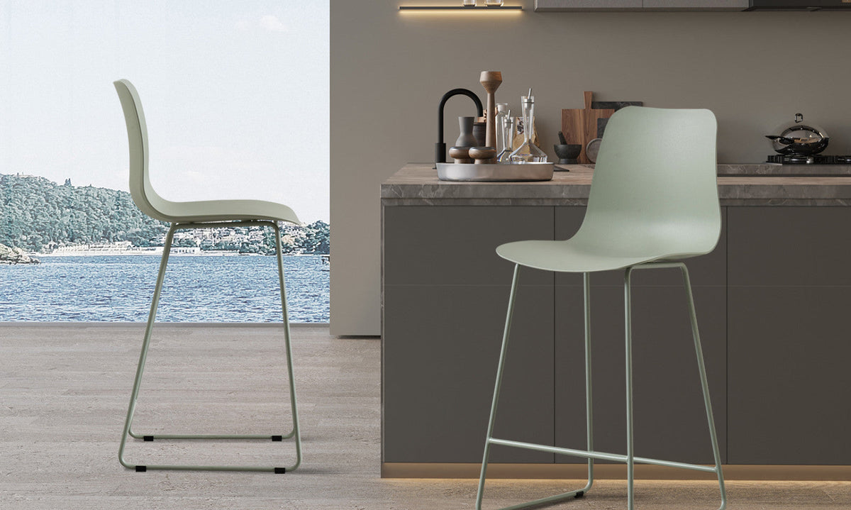 Chaise de comptoir Marie – Gris-vert – vue 2