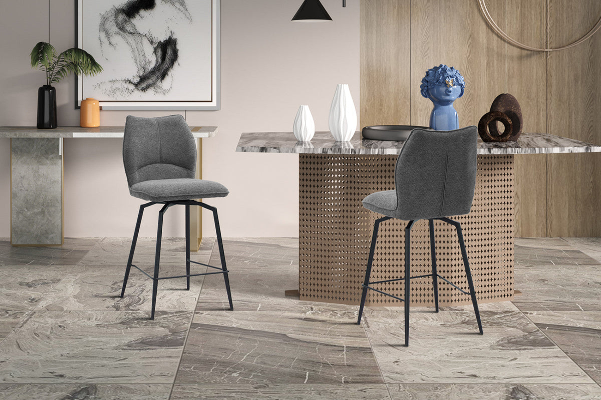 Chaise de comptoir pivotante Lara – Gris – vue 5
