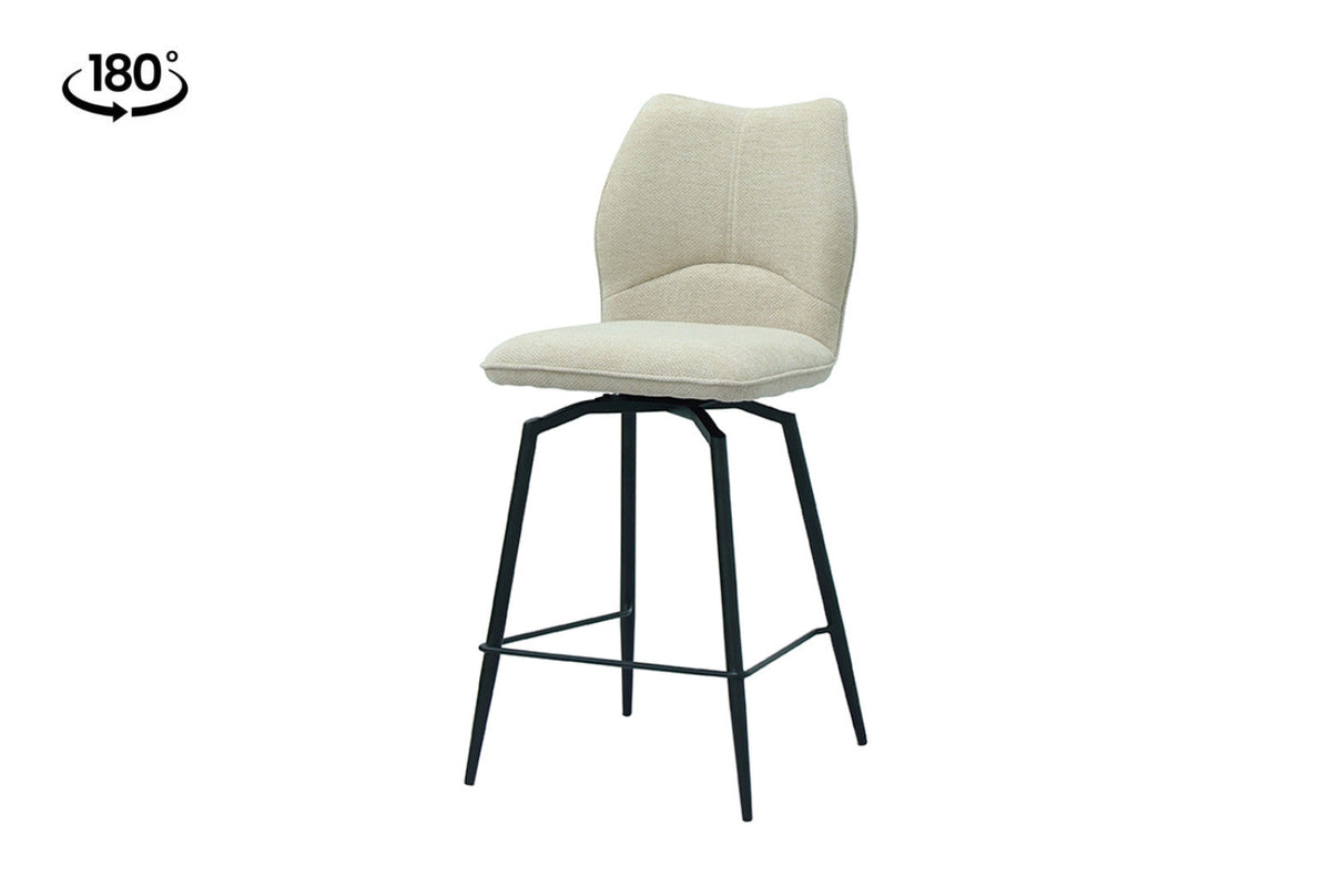 Chaise de comptoir pivotante Lara – Écru – vue 2