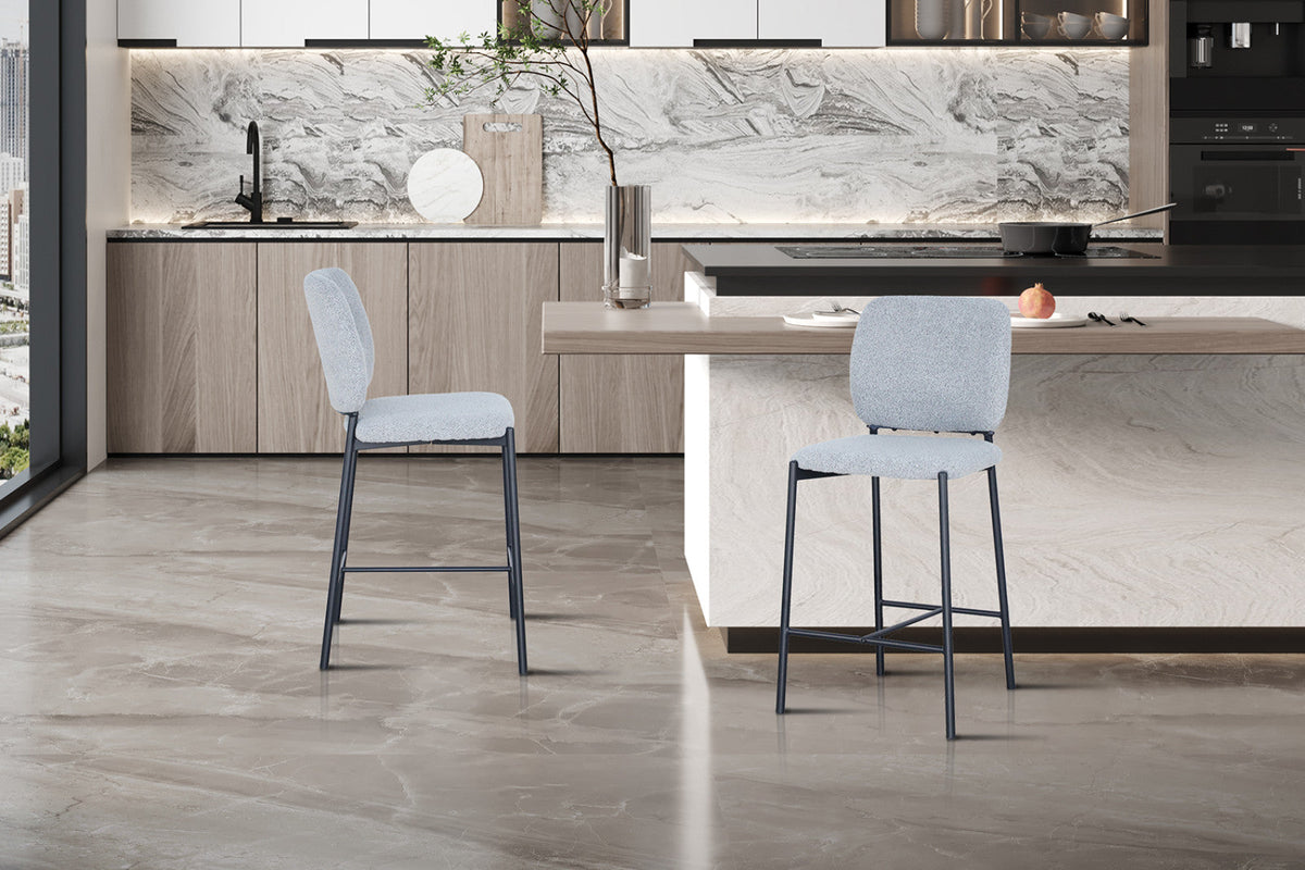 Chaise de comptoir Sophia – Gris clair – vue 4