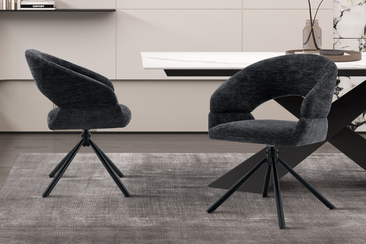 Chaise pivotante Amber – Noir – vue 2