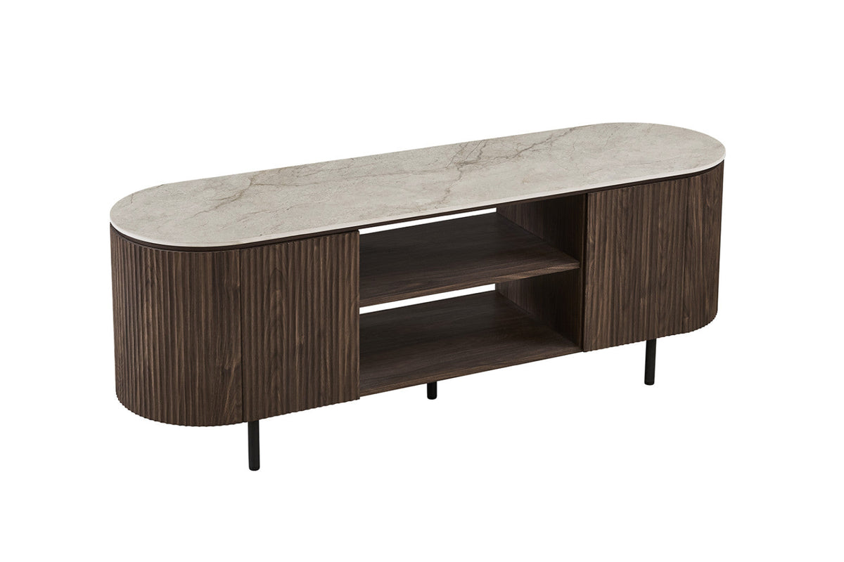 Meuble TV Vigo – Chêne foncé · Shakespeare beige – vue 4