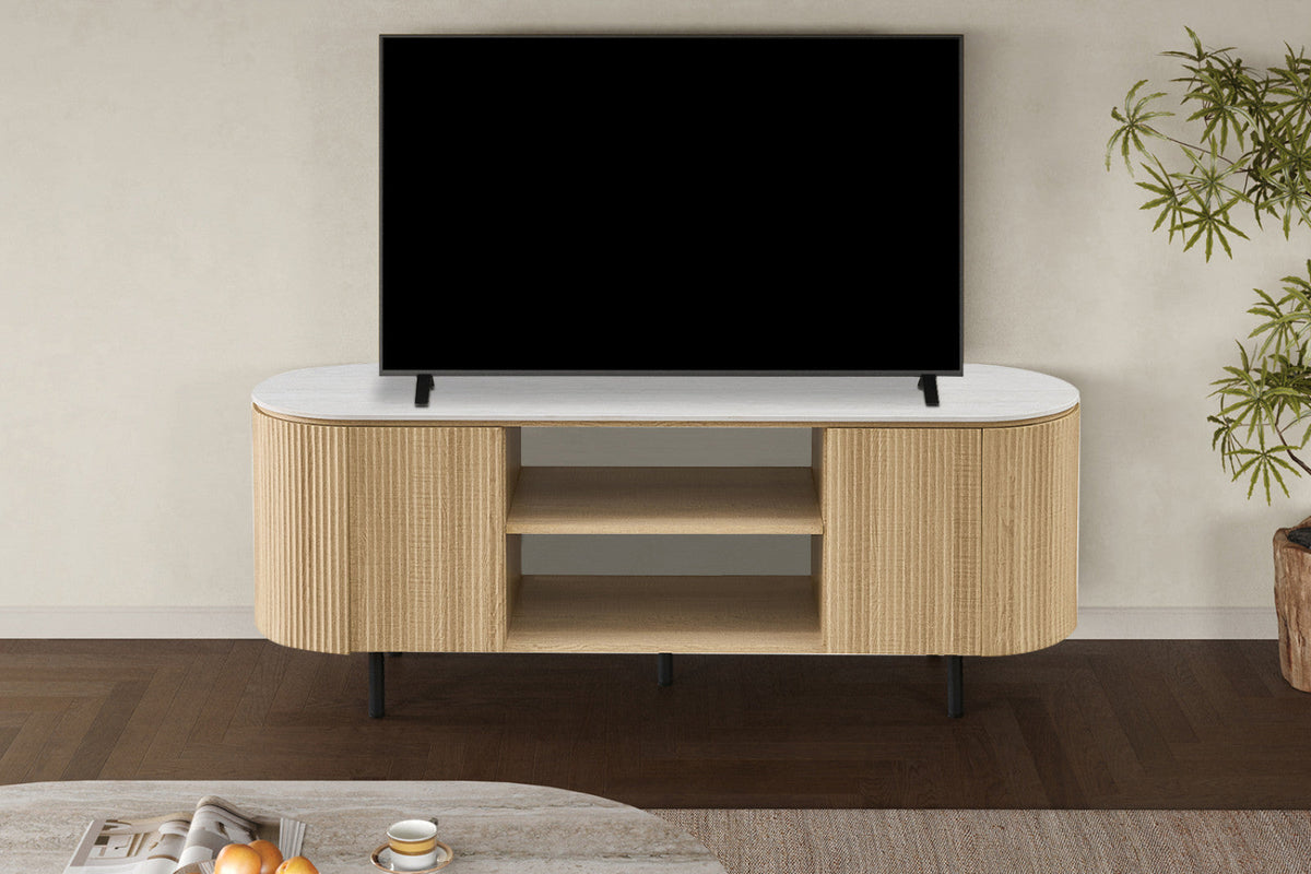 Meuble TV Vigo – Chêne naturel · baroque gris – vue 2