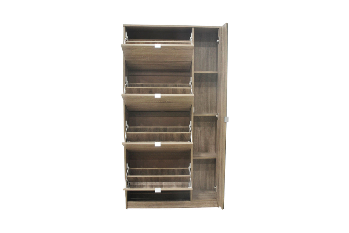 Meuble à chaussures Marcel – 4 tiroirs et 1 porte miroir décor sonoma