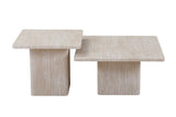 Set de 2 table basses Bobby – décor travertin beige