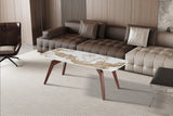 Table basse Alma – brillante pandora, pied noyer – 120x60 cm