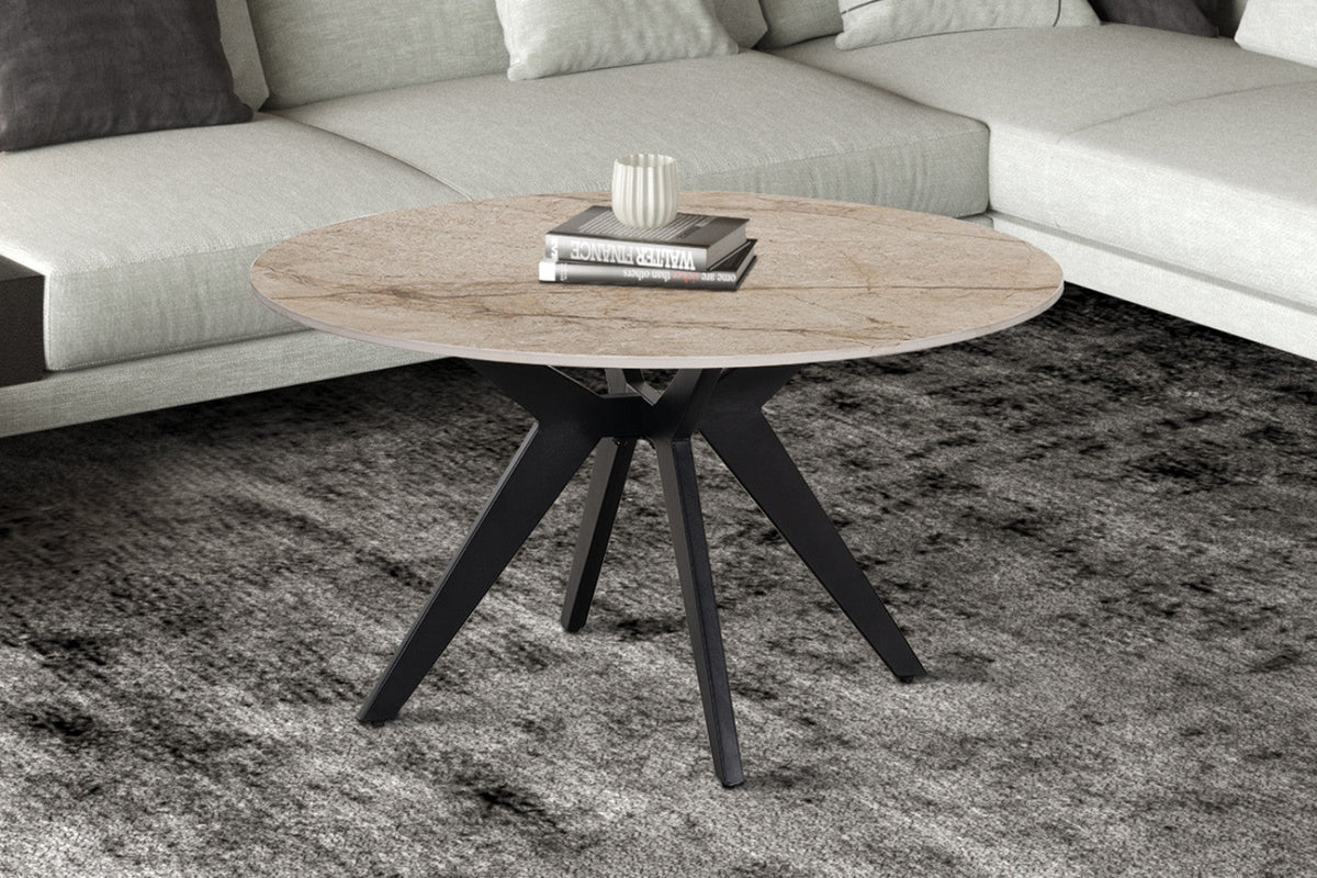 Table basse Apollo – Shakespeare beige brillant, ronde Ø 80 cm – vue 2