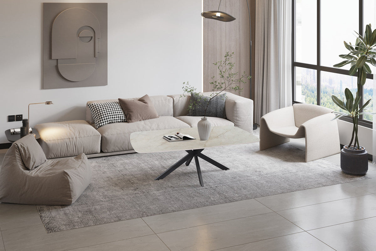 Table basse Apollo – Shakespeare beige brillant, ovale 130 × 70 cm – vue 3