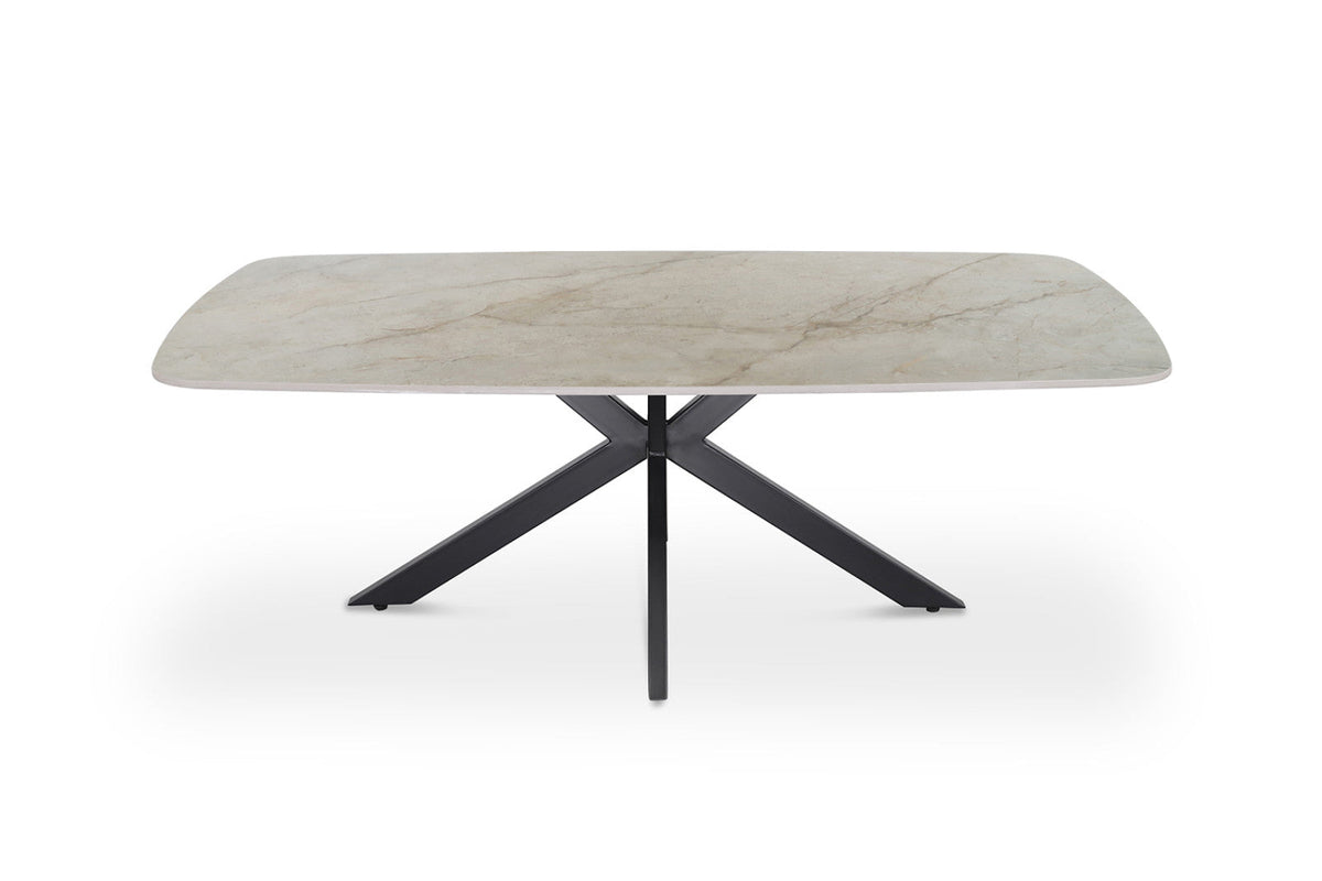 Table basse Apollo – Shakespeare beige brillant, ovale 130 × 70 cm – vue principale