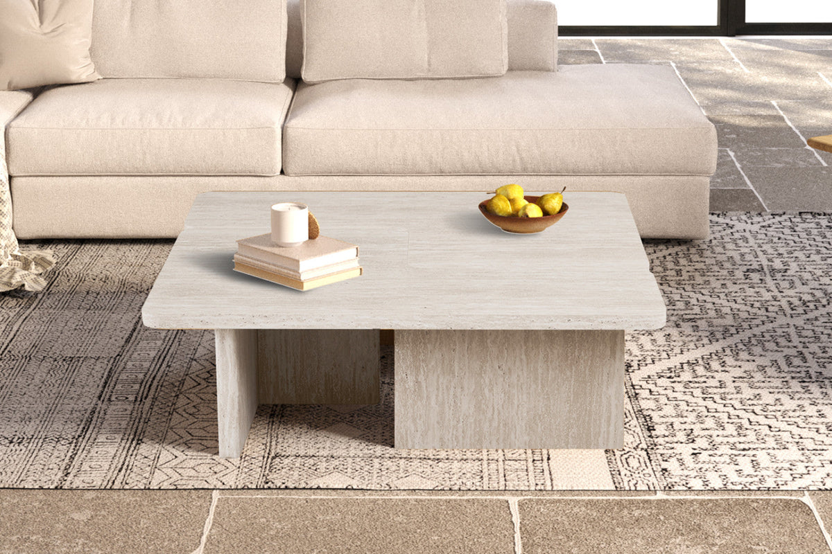 Table basse Arallo – Travertin beige – vue 2