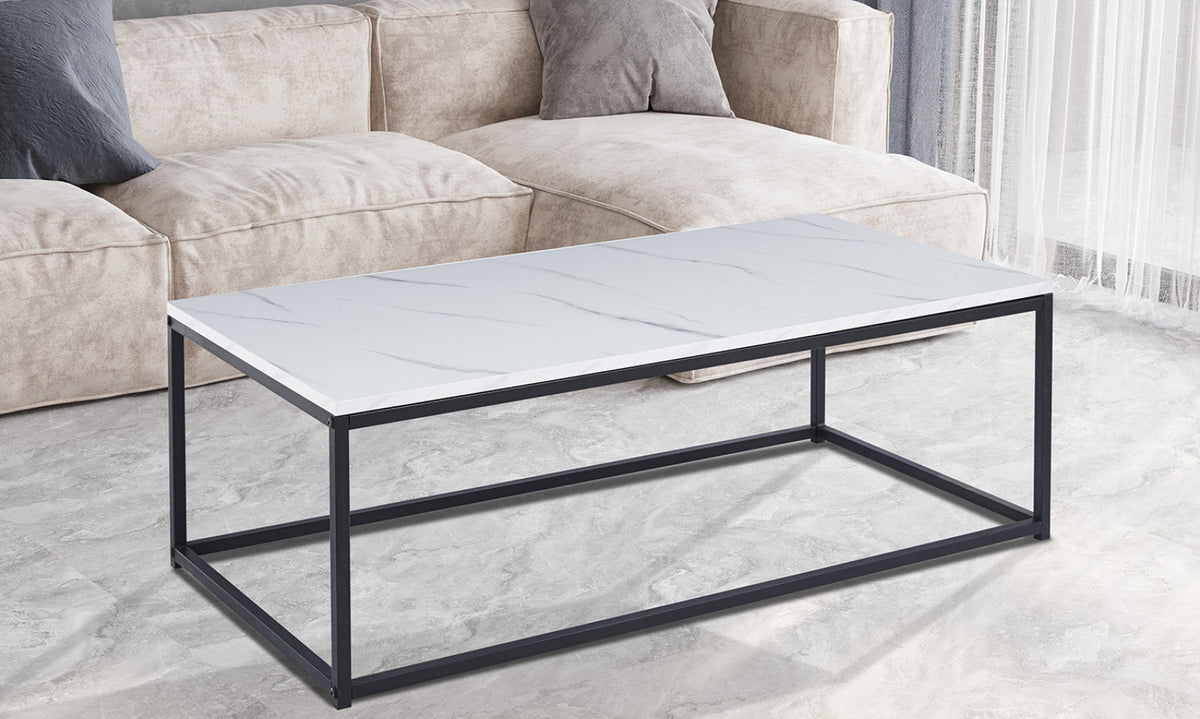 Table basse Dallas – décor marbre blanc