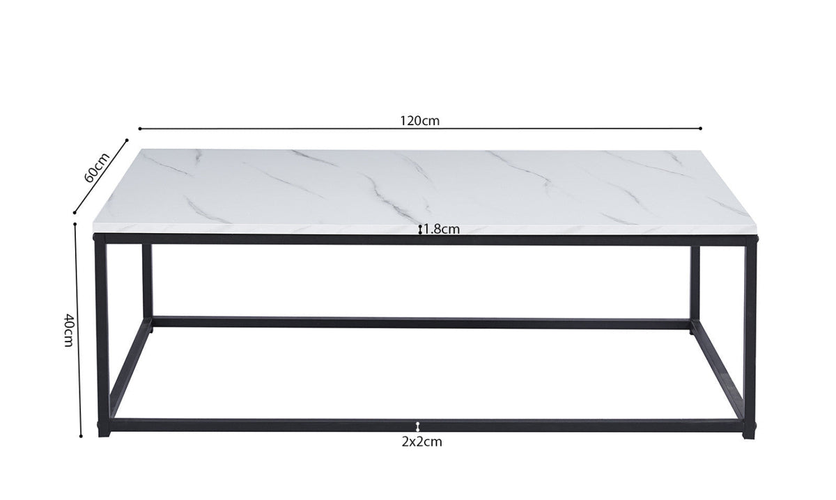 Table basse Dallas – décor marbre blanc
