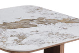 Table basse Evora – avec 4 poufs tissu pierre brillante pandora