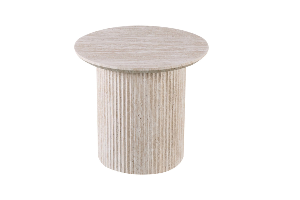 Table basse Lagos – Travertin beige, ronde Ø 50 cm – vue principale