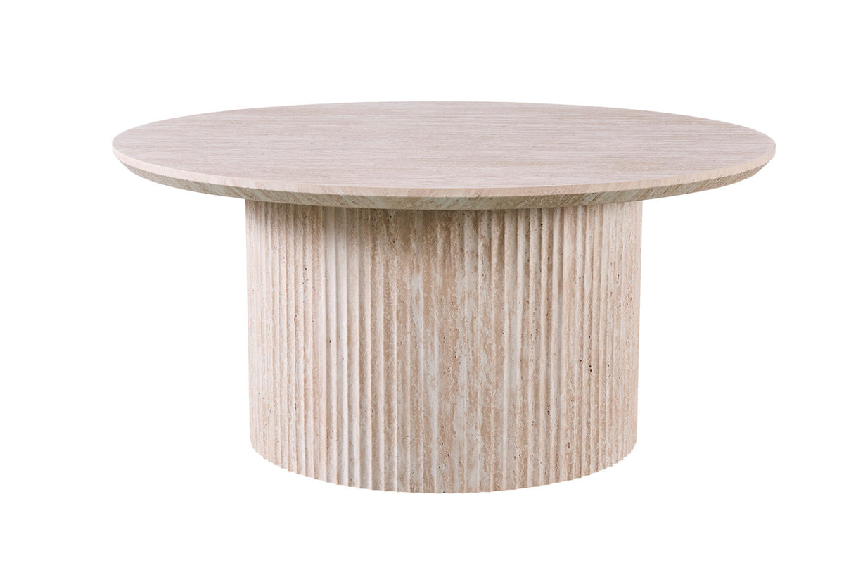 Table basse Lagos – Travertin beige, ronde Ø 80 cm – vue principale