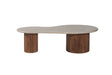 Table basse Marlon – bois de manguier avec travertin beige – 120 cm