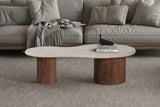 Table basse Marlon – bois de manguier avec travertin beige – 120 cm