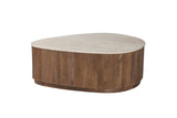 Table basse Nolan – bois de manguier avec travertin beige – 100 cm