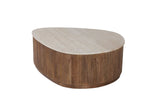 Table basse Nolan – bois de manguier avec travertin beige – 100 cm