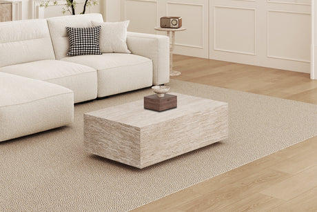 Table basse Jacky – décor travertin beige