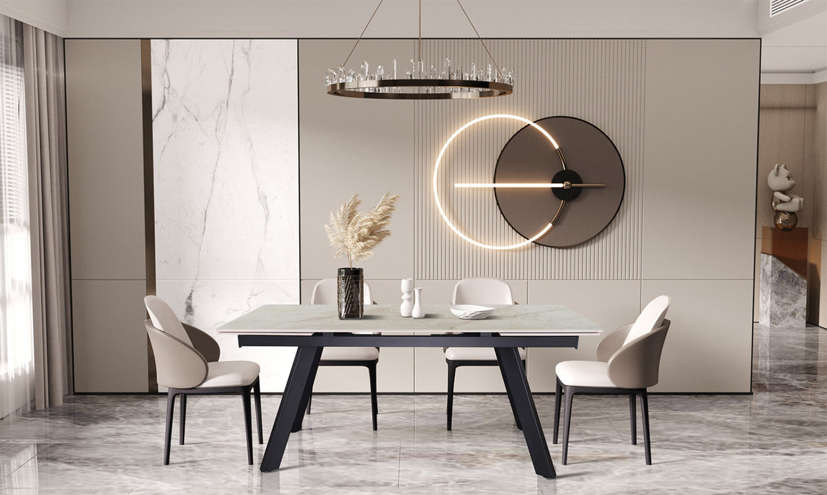 Table extensible Hera – Shakespeare beige brillant – vue 2