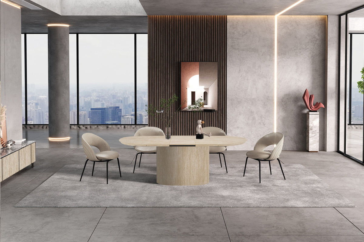 Table extensible Lagos – Travertin beige – vue 2