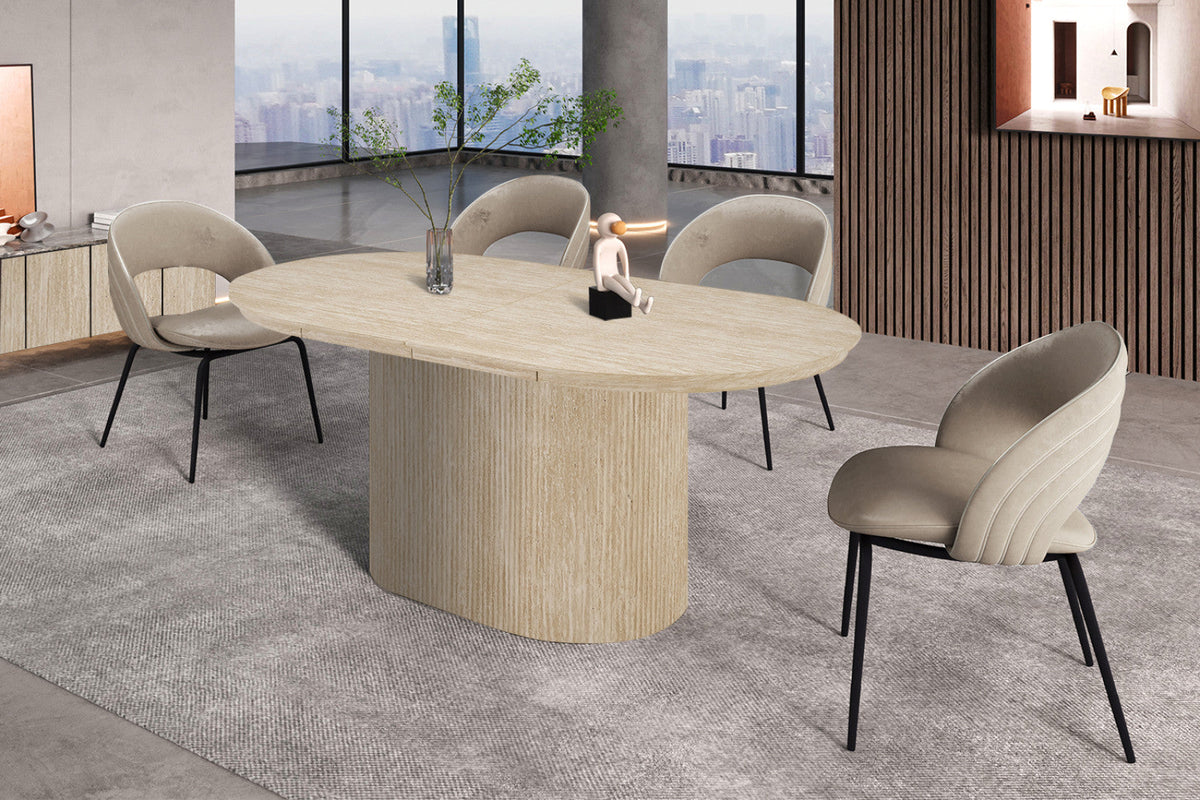 Table extensible Lagos – Travertin beige – vue 3