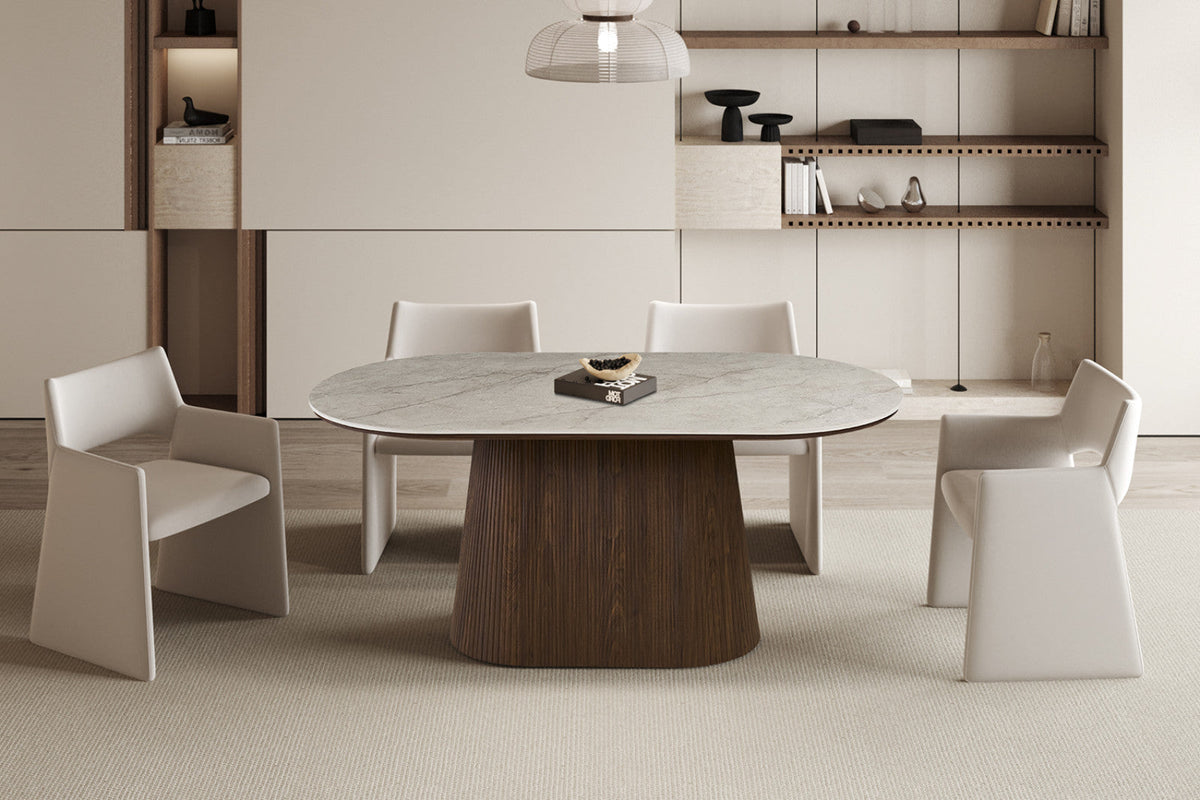 Table Vigo – Chêne foncé · Shakespeare beige – vue 2